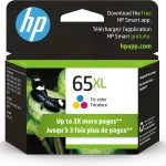 HP 65XL Tri-color High-yield Ink Cartridge | Works with HP AMP 100 Series, HP DeskJet 2600, 3700 Series, HP ENVY 5000 Series | Eligible for Instant Ink | N9K03AN